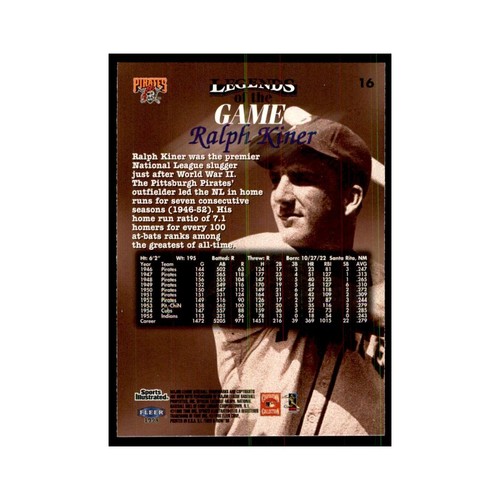 Ralph Kiner 1998 Fleer Legends of the Game #16 Baseball Cards Baseball Card NM - Picture 2 of 3