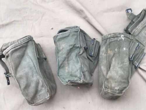 x3 British Army 58-Pattern Issue Canvas Water Bottle Pouches - Picture 3 of 10