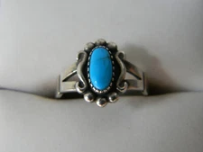 Vintage Wheeler Mfg. 925 Sterling Southwestern Turquoise Child's Ring Sz 3.75