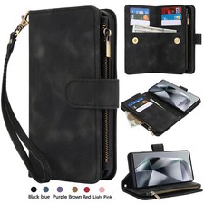 Flip Credit Card Slots Handy Wallet Leather Case Cover For Samsung Galaxy Phone