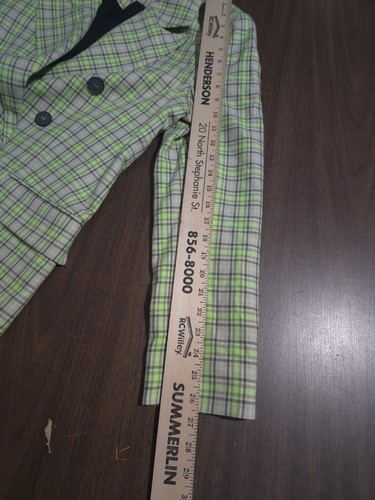 NWOT FREE PEOPLE Womens Medium Ashby Plaid Green Pop Neon Blazer - Picture 12 of 13