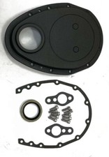 Small Block Chevy Black Aluminum Timing Chain Cover Kit Sbc 283 327 350 383 400