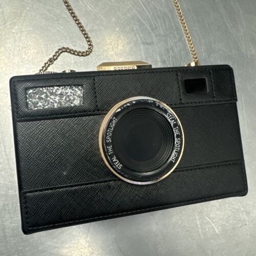 Olga Berg schwarze Kamera ""Madelyn"" Clutch Hartschale Abendtasche mit Staubbeutel - Bild 2 von 7