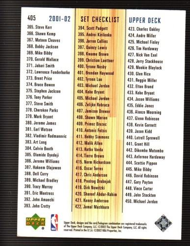 2001-02 Upper Deck 🏀 YOU PICK #2 - #437 🏀 NBA Cards SP RC Base Commons Stars - Photo 226 sur 238