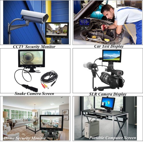 7'' LCD Portable Monitor AV/VGA/HDMI CCTV Display Screen Speaker for PC Switch - Picture 12 of 12