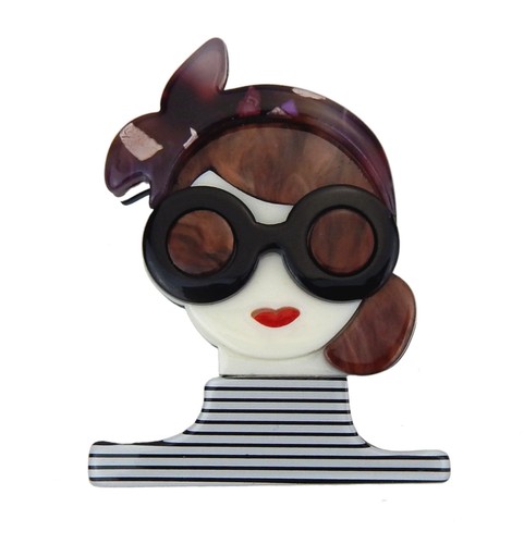 Ella Jonte Brosche Frau Rockabella 4 Farben Rot Grün Gold Lila Ziernadel - Bild 2 von 17