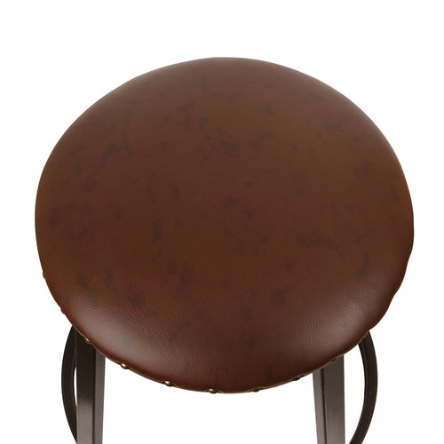 GIA Furniture 24'' Brown Round Backless Counter Height Stools Metal Bar