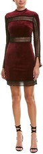 Romeo and Juliet Couture BURGUNDY Velvet W/ Sheer Lace Trim Dress, US Medium