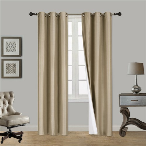 2 PANEL 100% THERMAL BLACKOUT BRONZE GROMMET WINDOW LINED PANEL CURTAIN 84"ADAM - Picture 38 of 57