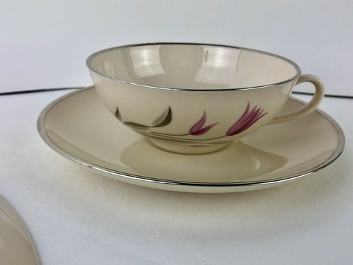 MCM Franciscan Fine China Carmel Platinum Trim 1958  5 Piece Set - Bild 8 von 8