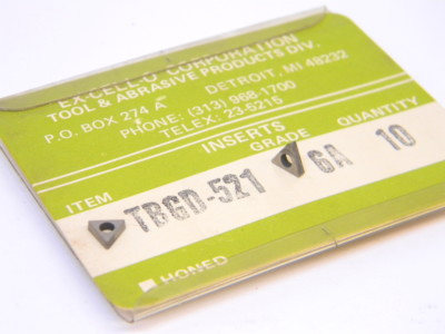 #ad NEW SURPLUS 10PCS. EX CELL O TBGD 521 GRADE: 6A CARBIDE INSERTS $50.00