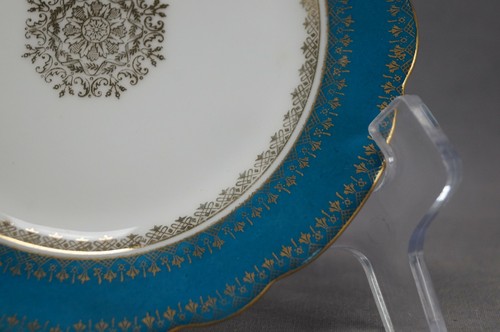 Bawo & Dotter Austria Turquoise & Gold Medallion Bread Plate Circa 1884-1914 - Picture 5 of 11