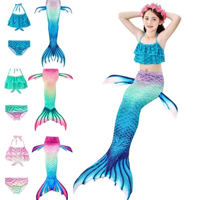 Coda da sirena per bambini Costume da bagno Nuotabile Set bikini For Children Coda da sirena per bambini Costume da bagno Nuotabile Set bikini For Children