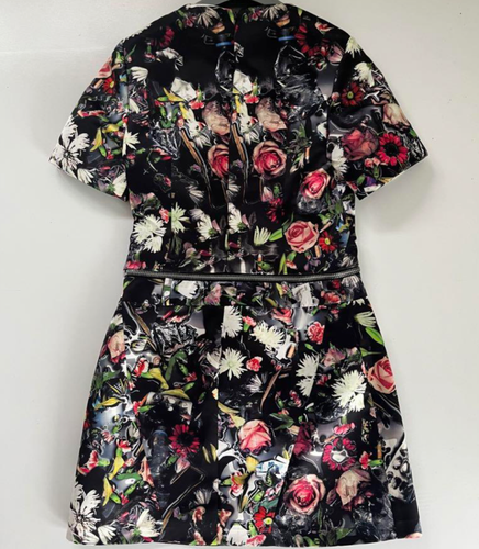 ALEXANDER McQUEEN MULTICOLOR FLORAL PRINT FITTED MINI DRESS - NEW - SIZE IT 42 - Picture 3 of 12