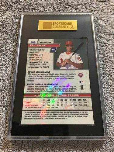 Topps Finest Eric Valent 1999 novato radiocontrol refractor graduado SGC 98 gema como nuevo 10 - Imagen 5 de 5