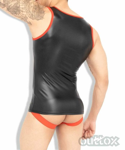 Outtox By Maskulo Tank Top Tight Spandex TankTop Red TP140 1 - Picture 4 of 5