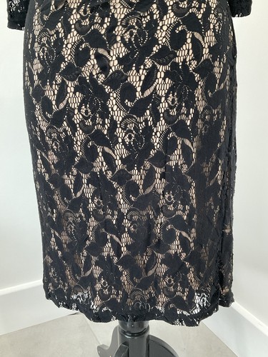 Joseph Ribkoff Black Lace Over Nude Bodice Occasional Dress Party Wedding UK 16 - Picture 11 of 19