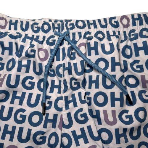 Herren HUGO BOSS weiß blau + Logos Badehose Badeanzug Gr. S neu, ohne Etikett - Bild 2 von 10