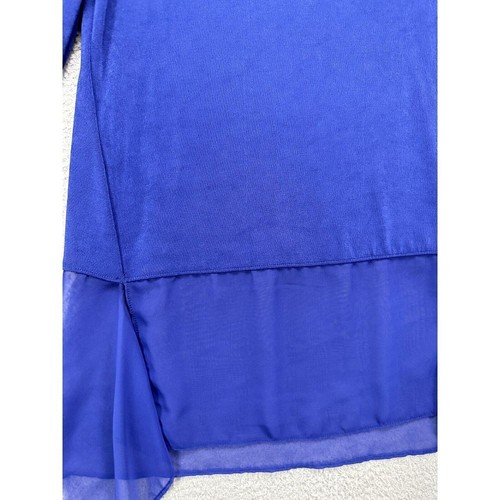 Chicos Shirt Womens 0 Blue Travelers Fabric Mix Top 3/4 Sleeve Blouse Ladies NEW - Picture 6 of 11
