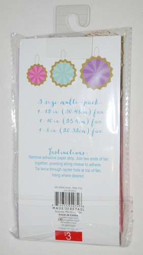 New Set of 9 Pastel Multicolor w/ Gold Trim Hanging Paper Fans Set in 3 Sizes - Picture 3 of 3