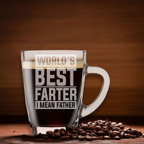 Best Farter I Mean Father Laser Engraved Glass Coffee Mug & Coaster Set for Dad - Picture 8 of 17