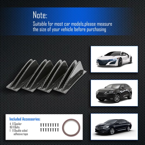 For Acura TL Sedan Car Rear Diffuser 4 Fins Bumper Lip Splitter Carbon Fiber NCS - Imagen 5 de 12