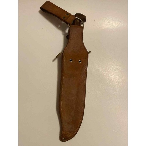 Raro Cuchillo Bowie Grande Latón/Estilo Romano EE. UU. Occidental W49 con Funda 1980 - Imagen 5 de 12