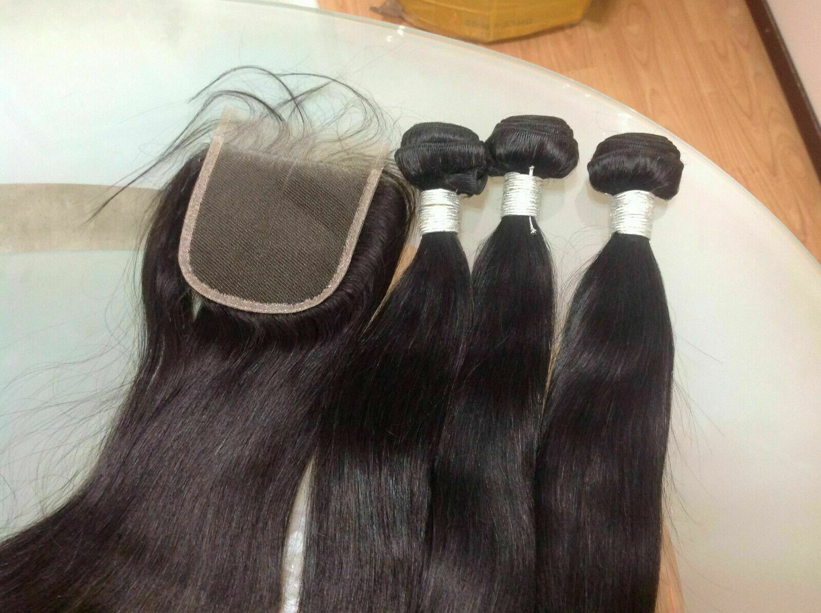 12A RAW STRAIGHT PERUVIAN VIRGIN HUMAN HAIR 3BUNDLE 30+30+30&24INCH CLOSURE 350g