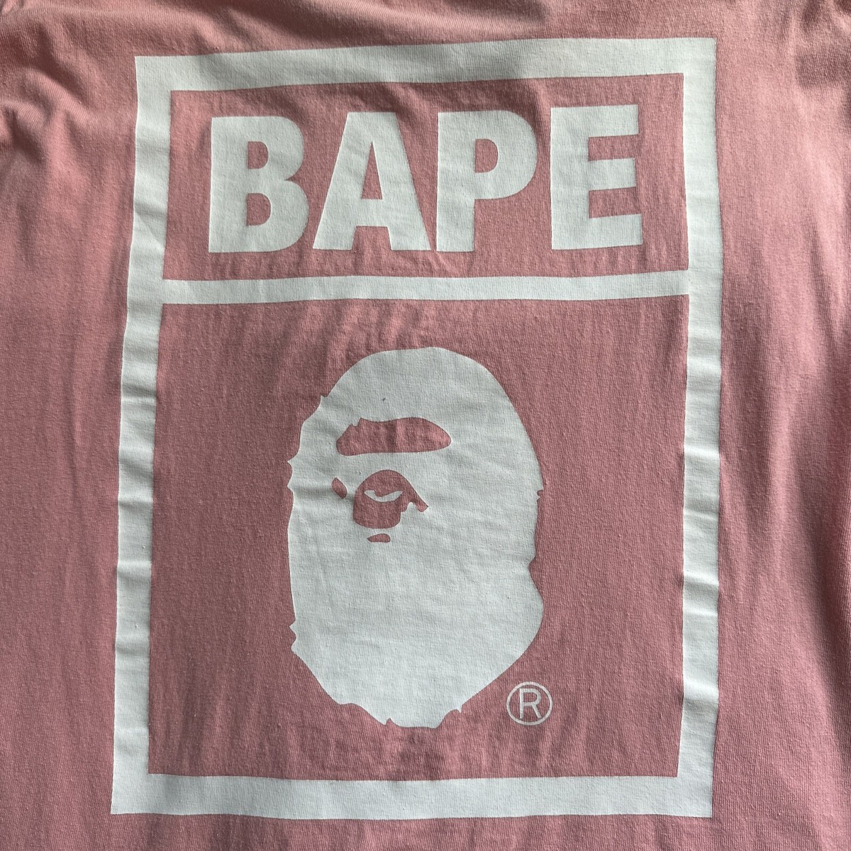 100% Authentic A Bathing Ape Bape Pink/White long sleeve tee size