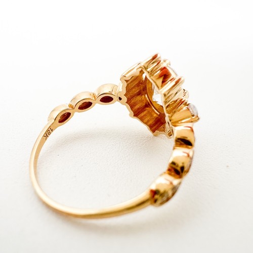 Ovaler Moissanit Verlobungsring runde Seitenakzente Gelbgold 18K Größe 4 gebraucht, in einwandfreiem Zustand - Bild 4 von 13