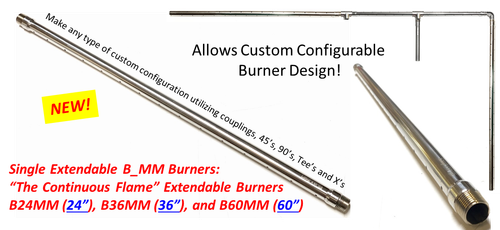 Custom Configurable Extendable Gas 24" - 60" Burners w/ Dual Male 1/2in NPT Ends - Picture 3 of 11