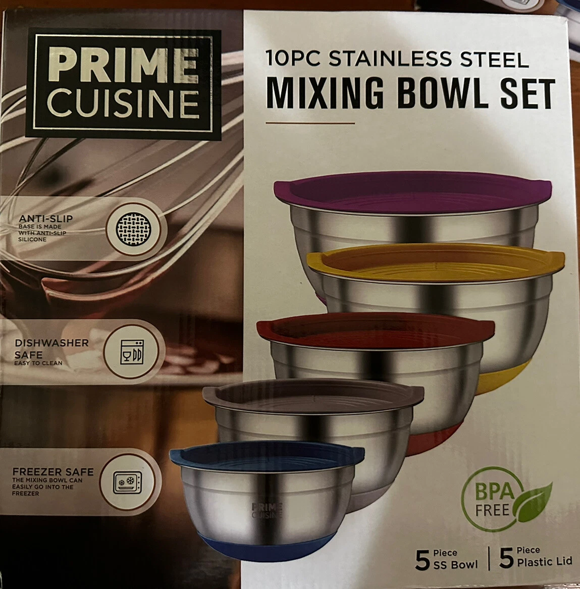 10PC Stainless Steel Mixing Bowl Set NEW