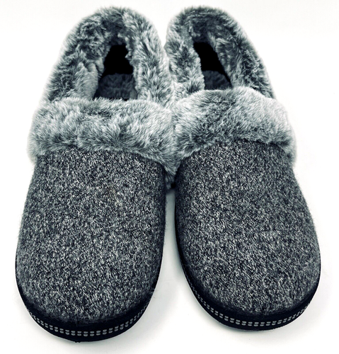 Skechers Cozy Lite Sparkle Knit Slippers Sweet Walk Black Faux Fur Womens Size 9 - Picture 4 of 7