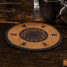 Heritage Farms Star JUTE TRIVET 8" Country Black Tan Farmhouse Rustic
