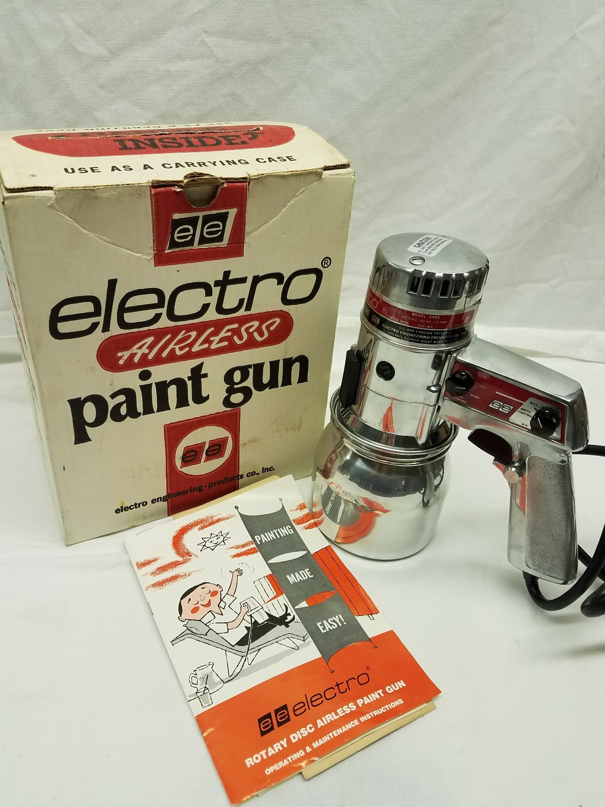 VINTAGE ELECTRO MODEL 2400 redARY AIRLESS ELECTRIC PAINT GUN VINTAGE ELECTRO MODEL 2400 redARY AIRLESS ELECTRIC PAINT GUN