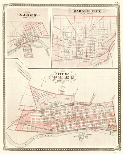 Historischer Stadtplan - Peru Indiana - Baskin 1876 - 23 x 28,82 - Vintage Wandbild - Bild 1 von 20