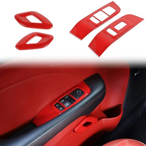 Inner Door Handle Window Switch Panel Trim for 2015-2020 Dodge Challenger,Red - Imagen 1 de 6