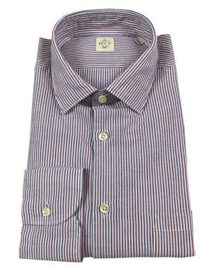 GMF 965 Herren Hemd Langarm Streifen blau/weiß/rot Mod 10.Gr.L 901320