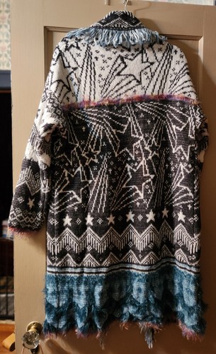 By Anthropologie Pilcro Mixed-Pattern Fransen Cardigan Pullover Grau M/L Neu - Bild 5 von 14