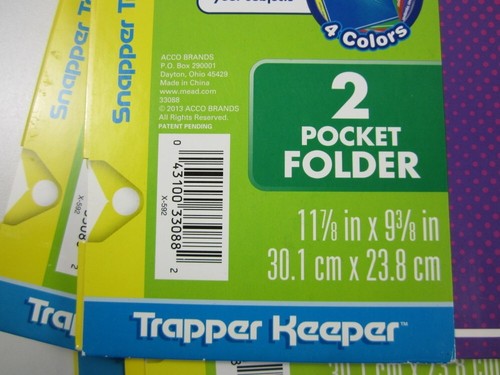 Lot of 10 Mead Trapper Keeper 2 Pocket & Prong Folders Green Red Blue Purple New - Picture 6 of 8