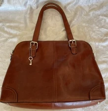 Vintage Brown Leather Shoulder Bag Handbag Purse 75082 Famous Maker Fosil
