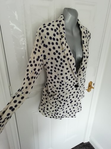 Anna Glover X H&M Size 34 Blue Yellow Butterfly Moth Print Jacket Top Pockets - Picture 6 of 13