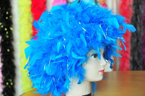 Chandelleperücke Federperücke Halloween Perücke Kostüm Perücke Schwan blau Vogelperücke 13 Farben - Bild 5 von 24