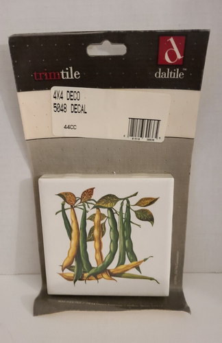 Yellow & Green Bean Ceramic Tile 4 in Vintage 4x4 DECO Daltile trimtile 5048 NEW - Picture 3 of 4