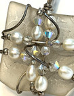 Art Jewelry Pendant Ab Crystal Beads Faux Pearl Beaded Wire Wrapped Unique Gift