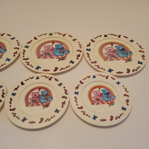 Platos vintage de plástico Chilton Globe oso de peluche de 8 piezas para niños fingir juego - Imagen 3 de 8