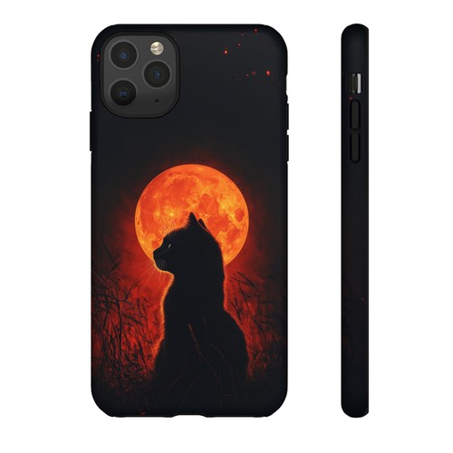Cat Silhouette Orange Moon - Phone Ink Cover Case for iPhone, Galaxy, Pixel - 第 115/273 張圖片