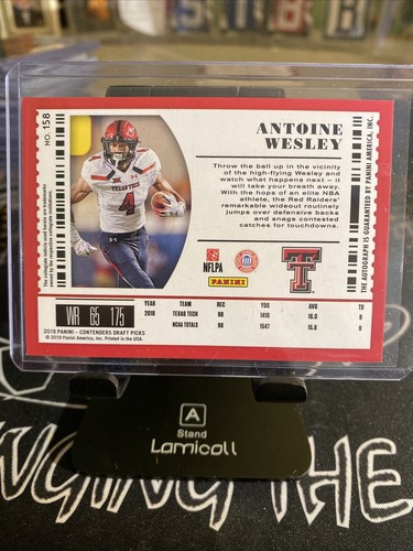 2019 CONTENDERS DRAFT ANTOINE WESLEY RC BIGLIETTO COLLEGE AUTO RAVENS - Foto 2 di 4