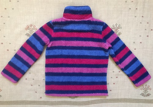 Joules Pink Purple Striped Fluffy Sherpa 1/4-Zip Sweater, Size 5/6 - Picture 2 of 3