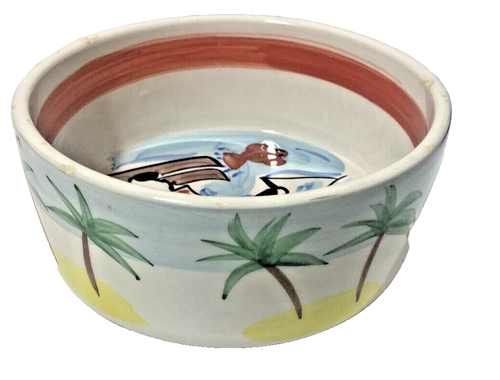 Dog Water Skiing Ceramic Food Water Bowl 7 ¼ inch Hand Painted Made in Italy - Picture 10 of 12